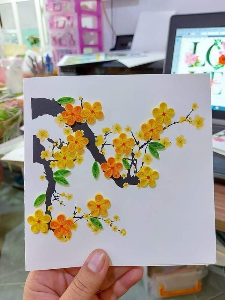 Thiệp Tết giấy xoắn