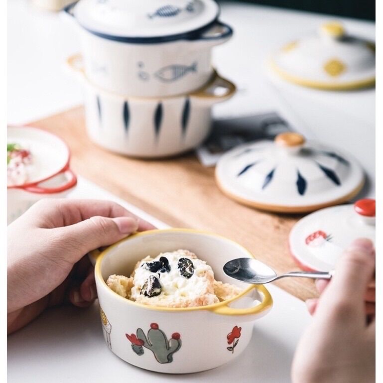 Bát Sứ Ăn Dặm Có Nắp Sứ Cao Cấp