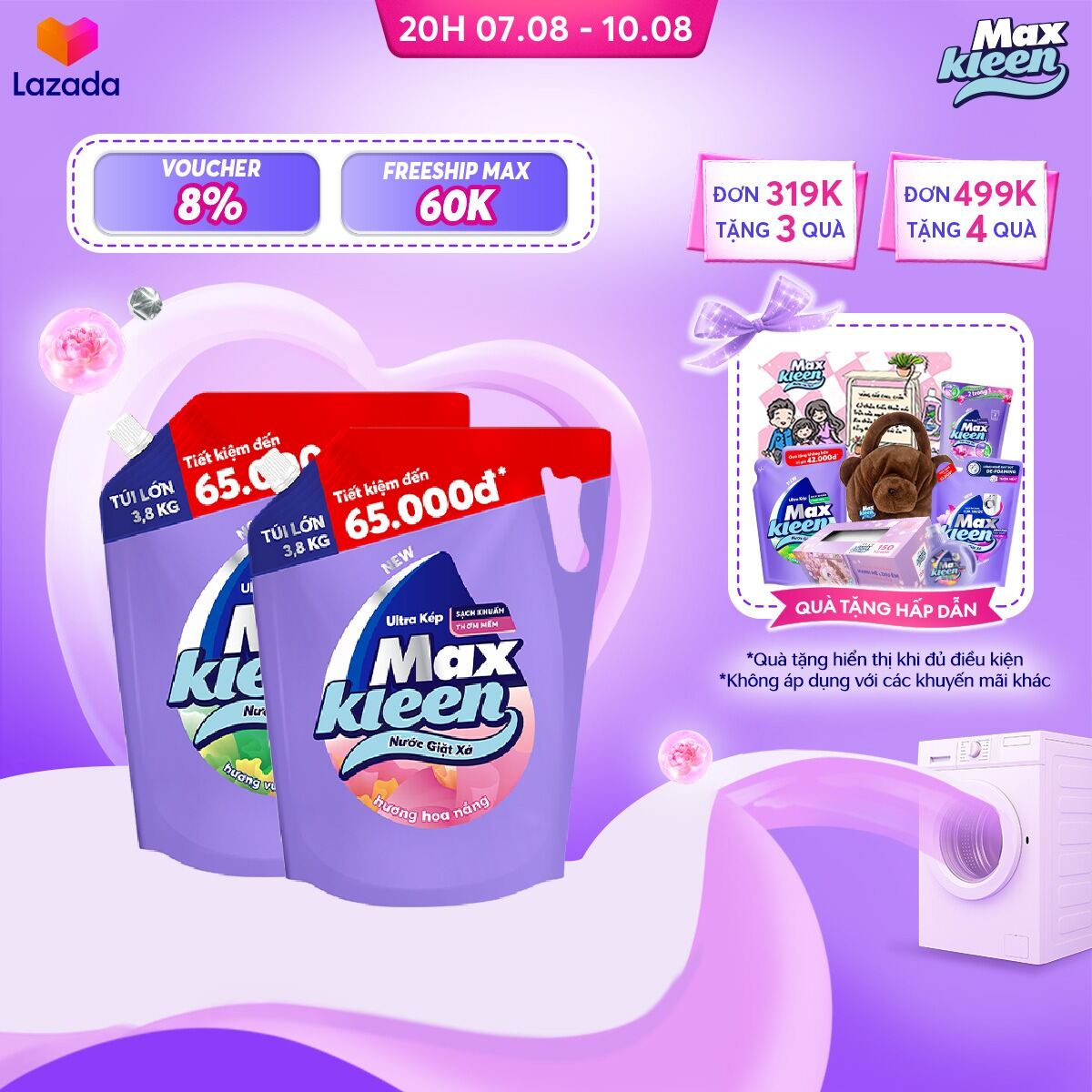 Combo 2 Túi Nước Giặt Xả MaxKleen 3.8kg