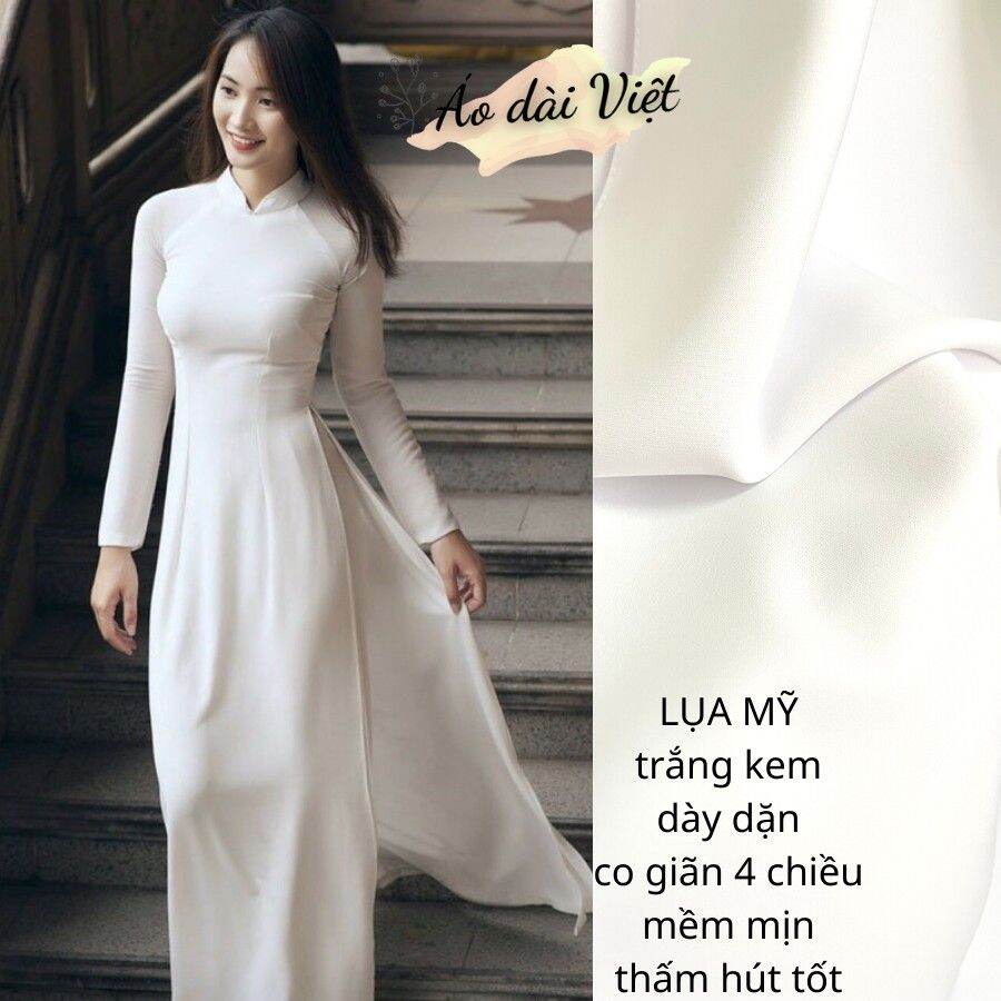 BỘ ÁO DÀI TRẮNG HỌC SINH 2 TÀ LỤA MỸ CAO CẤP