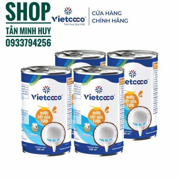 Combo 4Lon Nước Cốt Dừa Tươi VietCoco 400ml