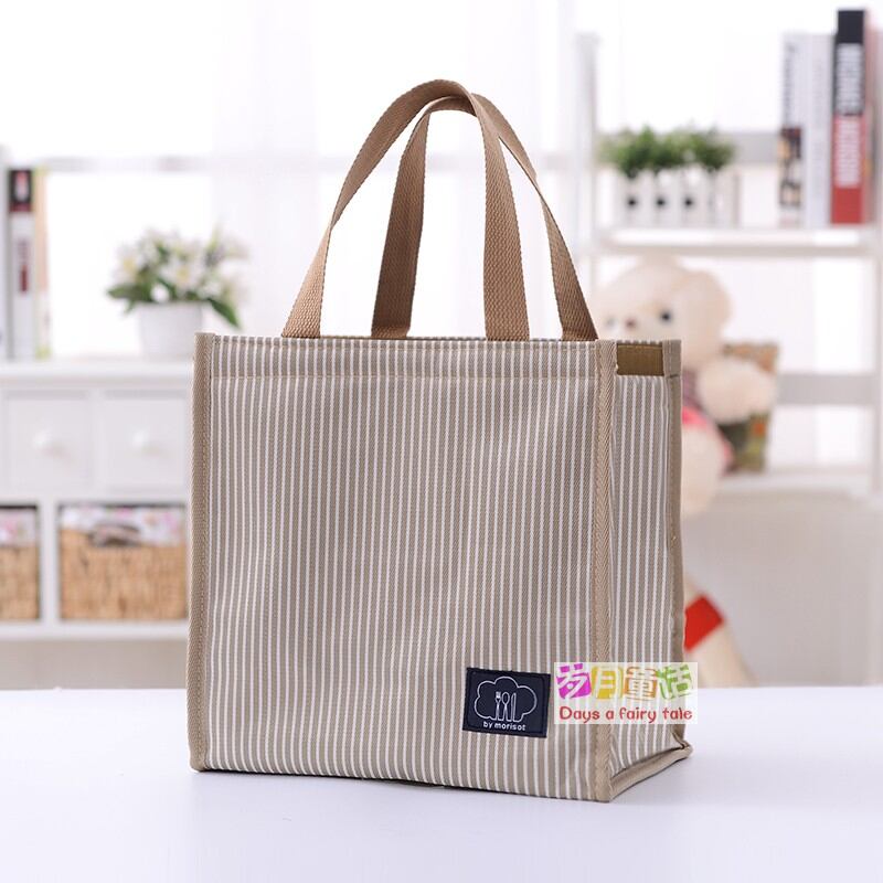 Túi giữ nhiệt túi đựng hộp cơm sức chứa lớn dày dặn lá nhôm túi đựng hộp cơm kẻ sọc túi đựng cơm túi đựng hộp cơm