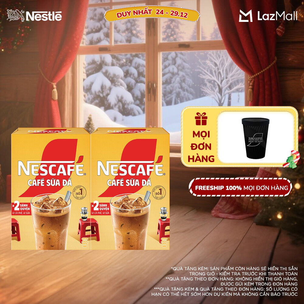 FREESHIP TOÀN QUỐC Combo 2 hộp Cà Phê Sữa NESCAFÉ Cà Phê Sữa Đá Hộp 10 Gói x 24g