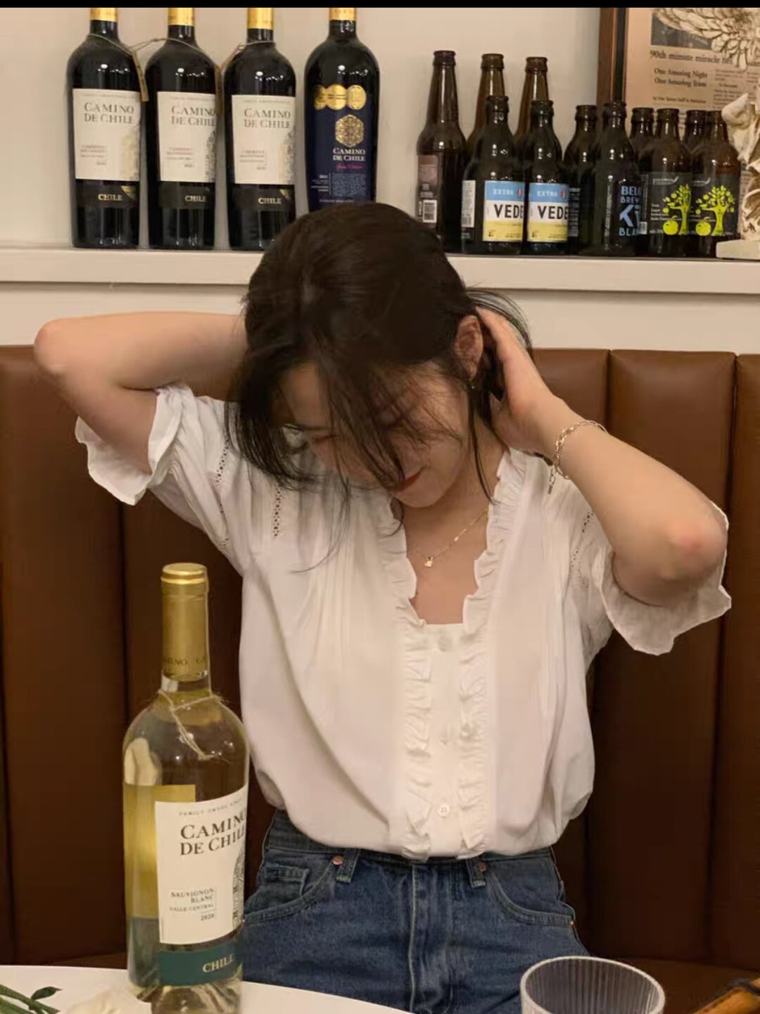 áo sơ mi kiểu cổ v bèo phong cách hàn quốc