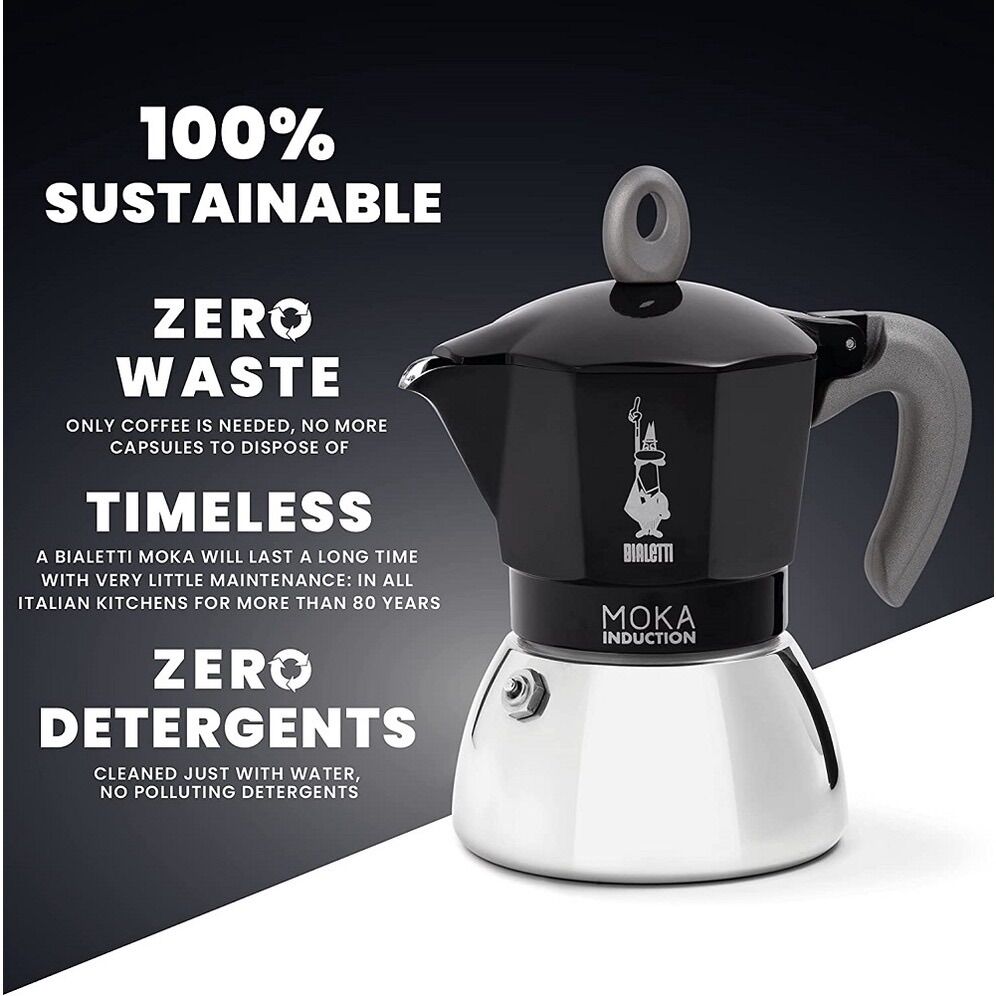 ẤM PHA CÀ PHÊ BIALETTI MOKA INDUCTION 4 cups ĐUN TRÊN BẾP TỪ | Nhập khẩu Italia, chính hãng