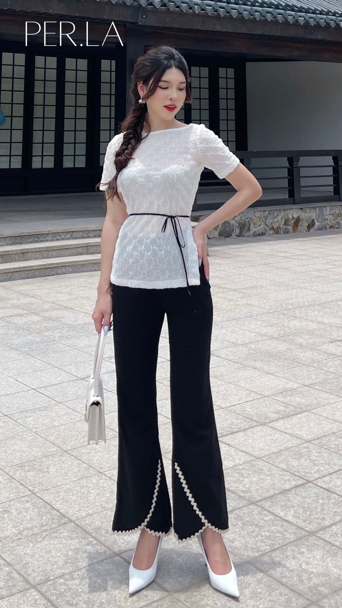 Áo nữ ngắn tay tơ xốp nhăn PERLA