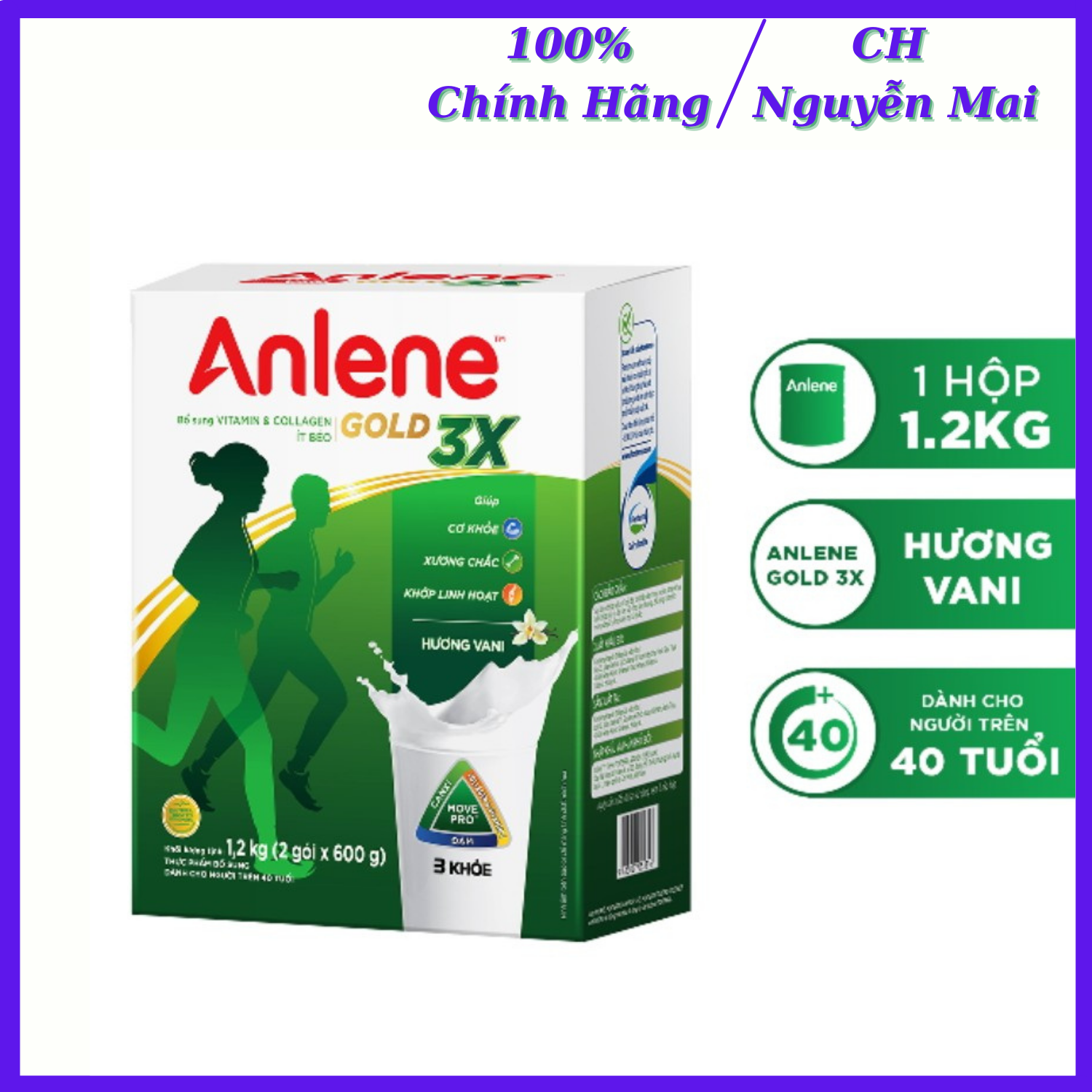 Sữa bột anlene gold movepro hương vani 1.2kg - cho người trên 40 tuổi
