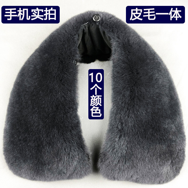 Cổ Áo Lông Thỏ Da Thật Lông Thật Đơn Hàng Lông Thật Nam Nữ Thông Dụng Thêm Cổ Bẻ Mua Áo Khoác Giả Cổ Vuông Lông Mùa Đông