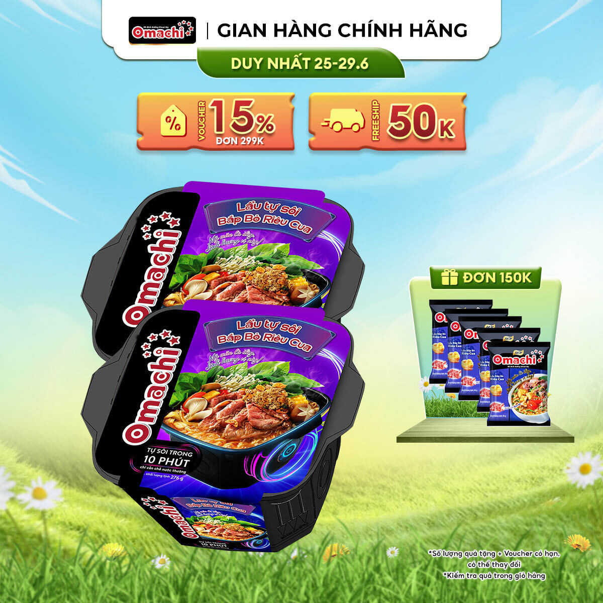 Combo 2 Hộp Omachi Lẩu Tự Sôi Bắp Bò Riêu Cua 276g (Mẫu Bao Bì Giao Ngẫu Nhiên)