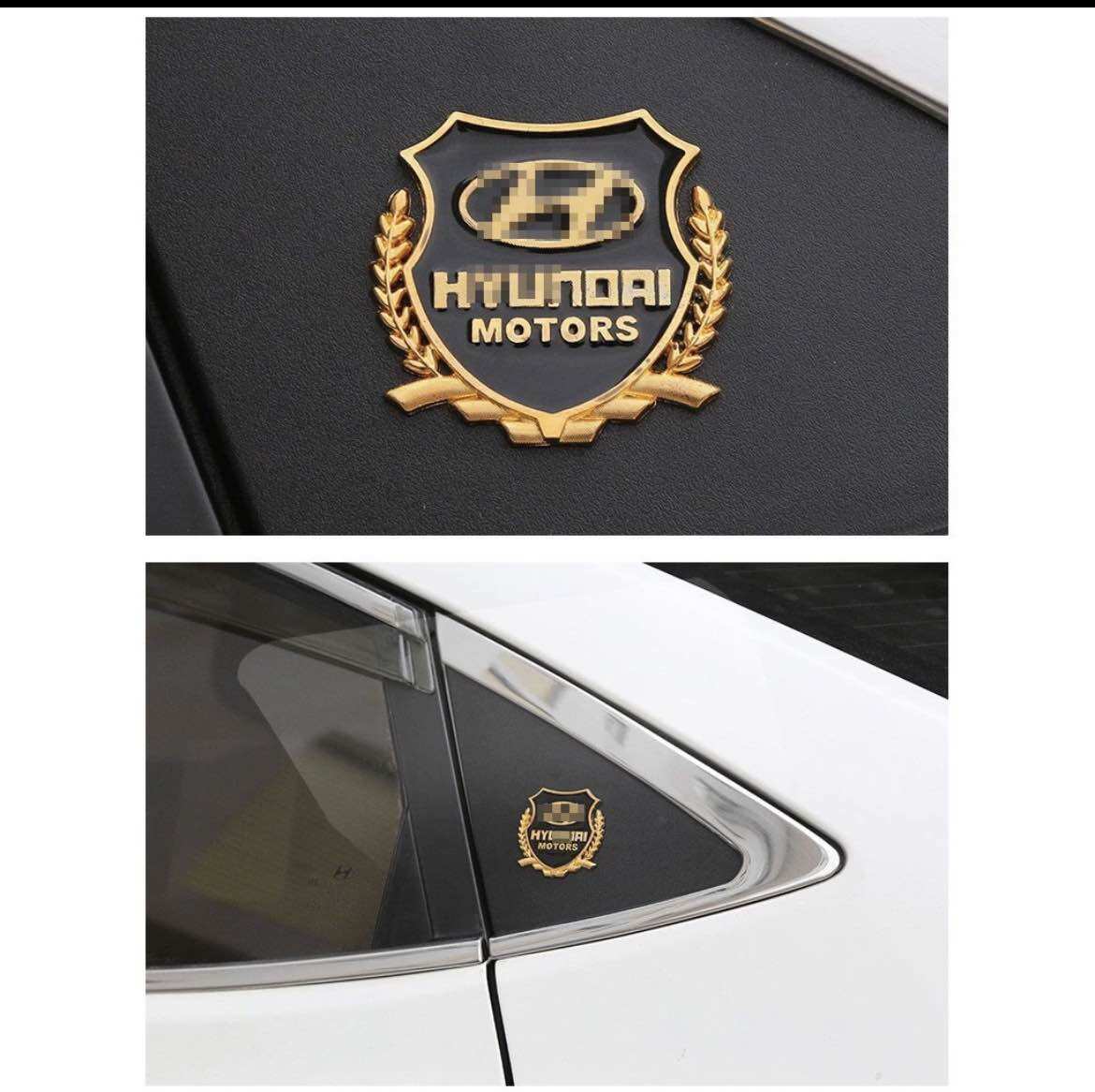 Bộ 2 miếng dán logo kim loại logo hyundai và các hãng xe - motor bông lúa - trang trí ô tô