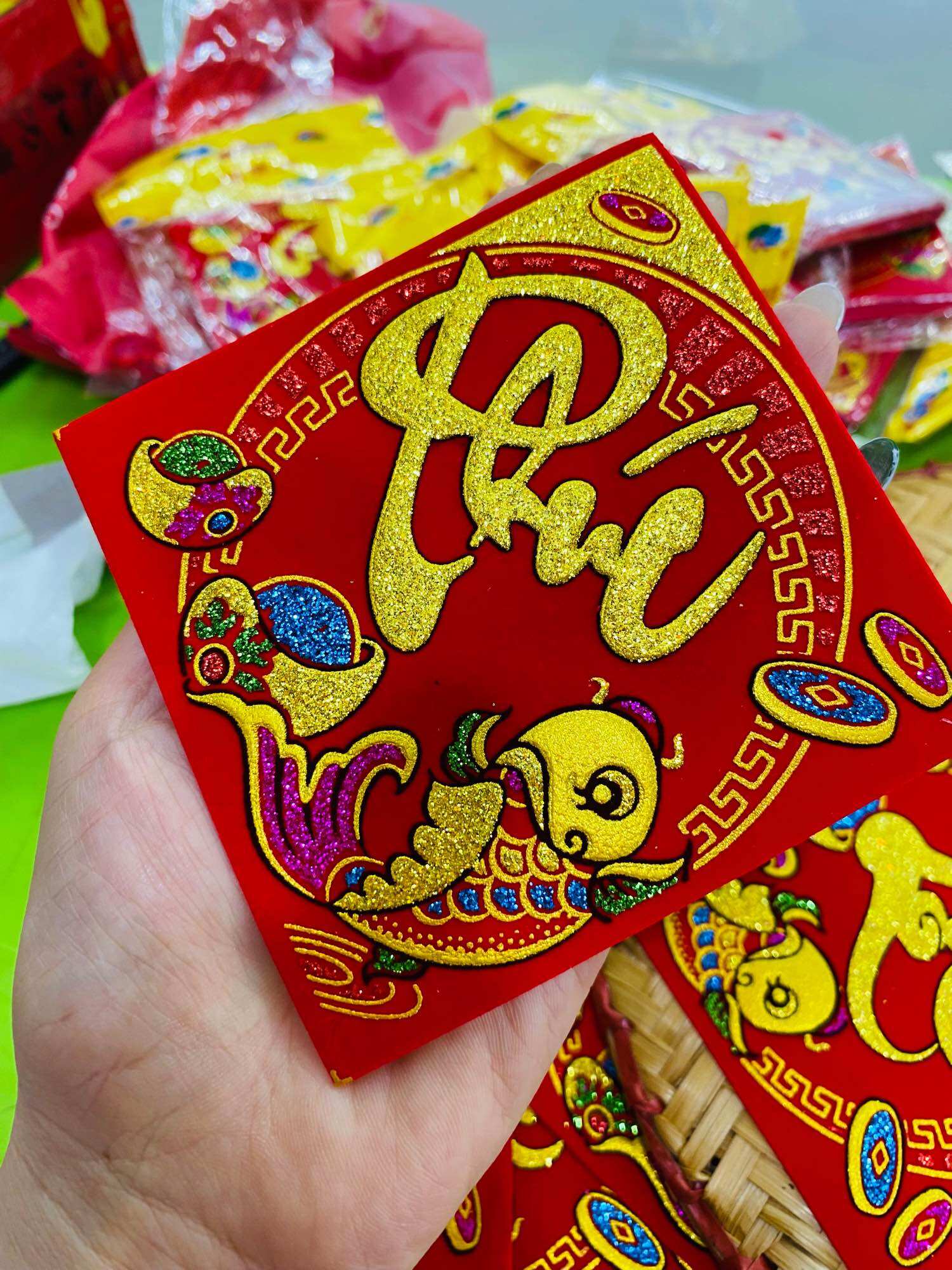 Miếng decal dán dưa bưởi trang trí lễ Tết