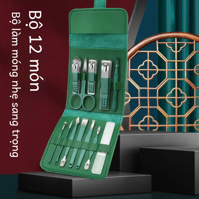 2023 bộ dụng cụ làm móng tay chuyên nghiệp 12-16 chiếc bấm móng tay inox cắt da kềm bộ dụng cụ làm móng chân có bao da
