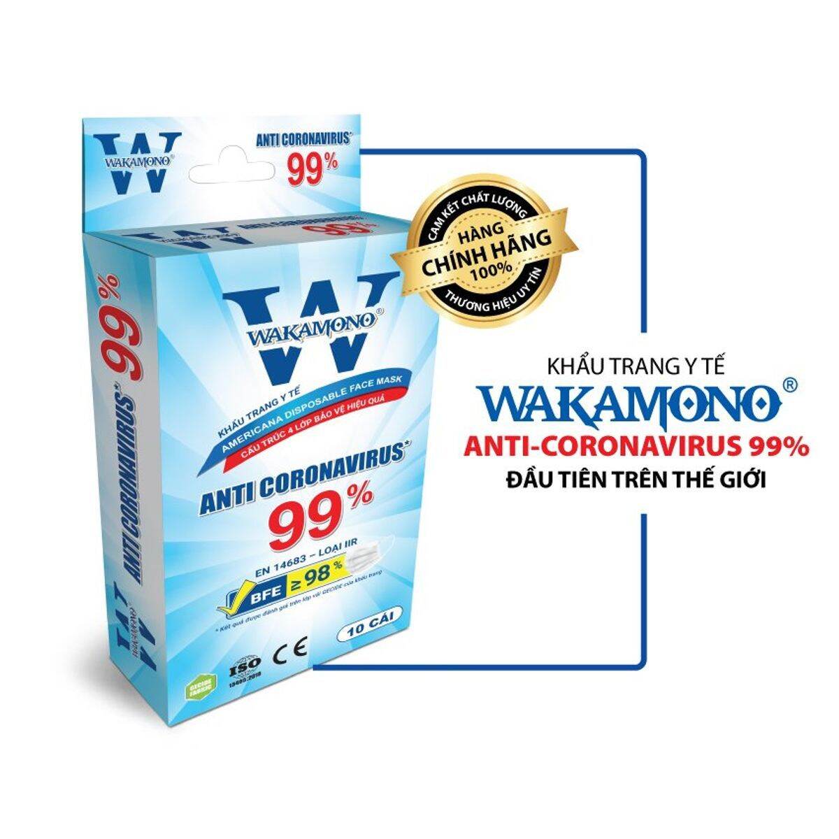 Khẩu Trang Diệt Virus Wakamono ( 4 Lớp X 10 Cái/ Hộp )