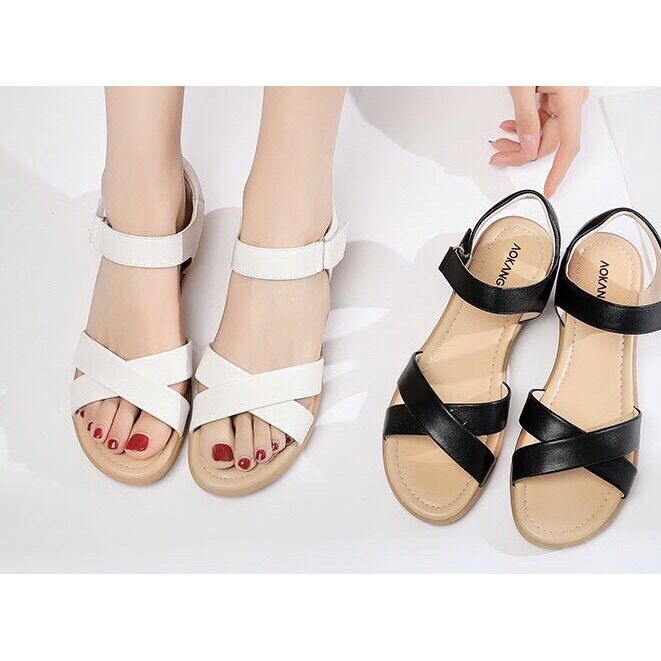 Giày Nữ Bệt Sandal Quai Chéo Kiểu Trơn Mã E8