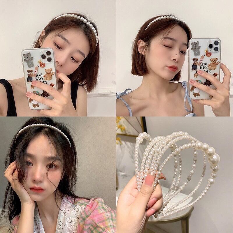 Băng đô cài tóc đính ngọc trai Pk034