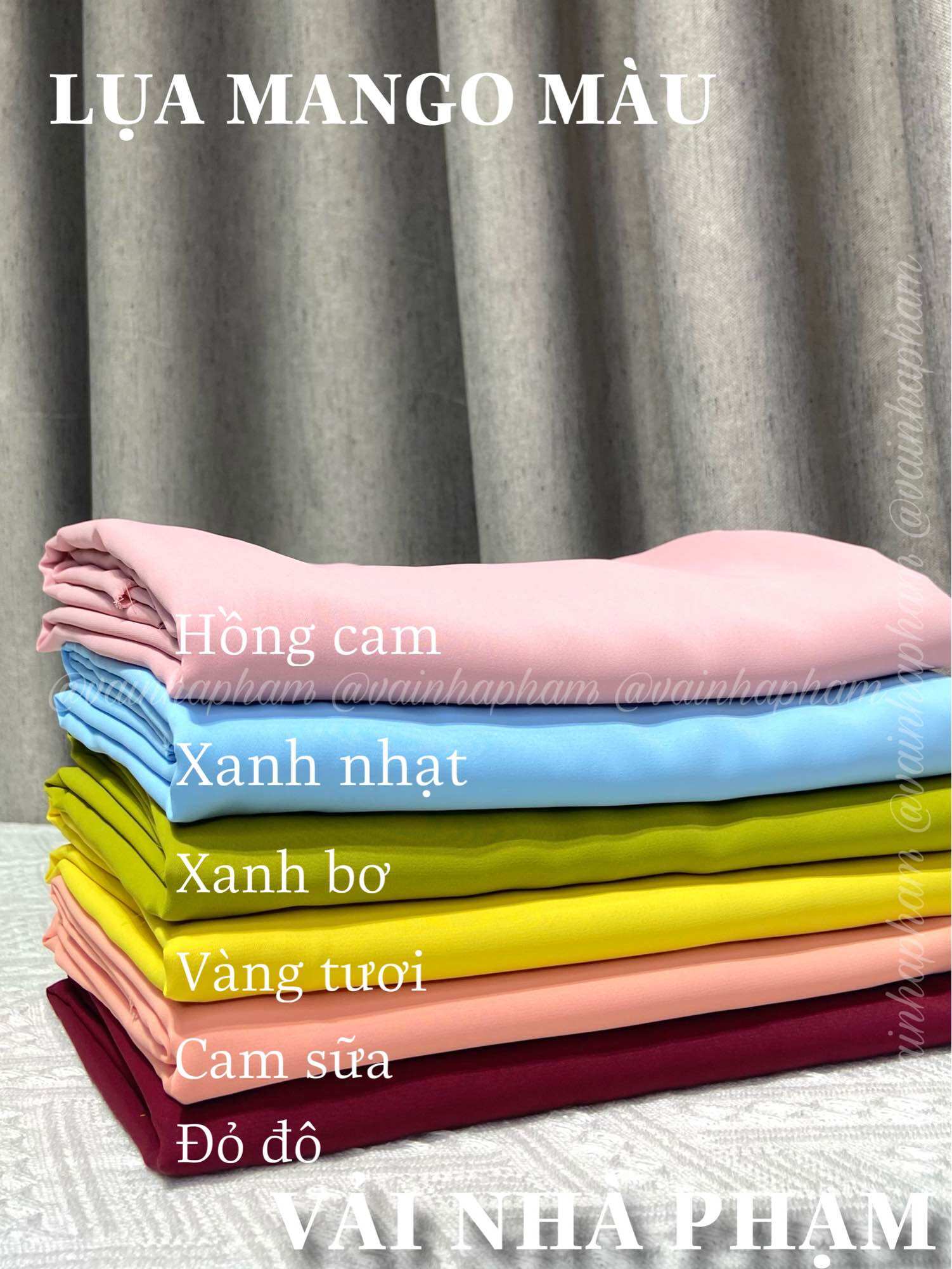 VẢI LỤA MANGO MÀU-KHỔ 1.5M-VẢI NHÀ PHẠM