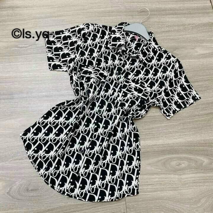 [ SET RỜI ]sơmi dior. đen tay con mix quần ngố thun