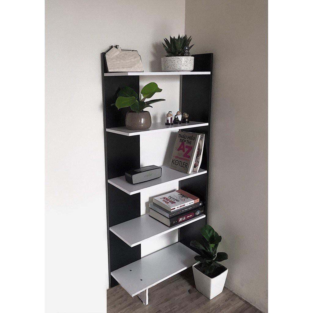 Kệ Sách Gỗ 5 Tầng - Kệ gỗ góc tường