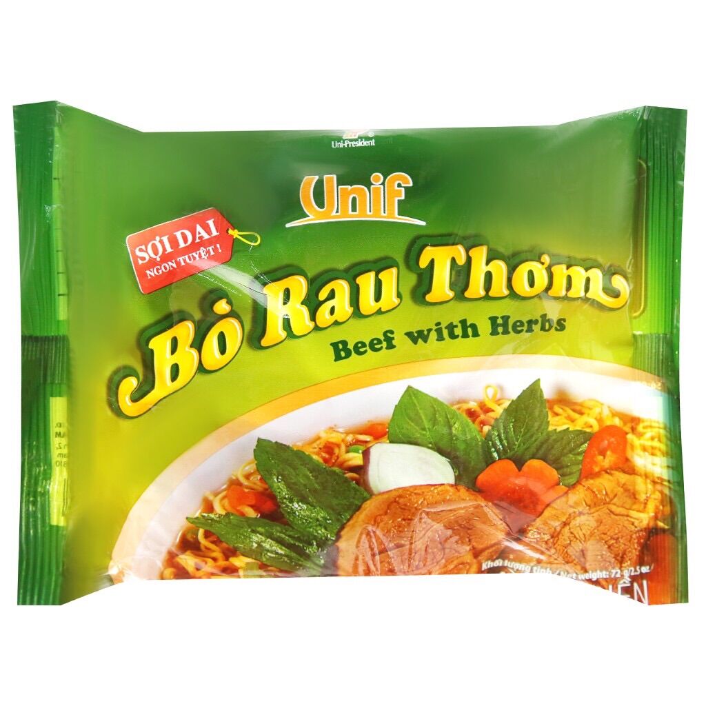 Thùng 30 gói mì Unif bò rau thơm 72g