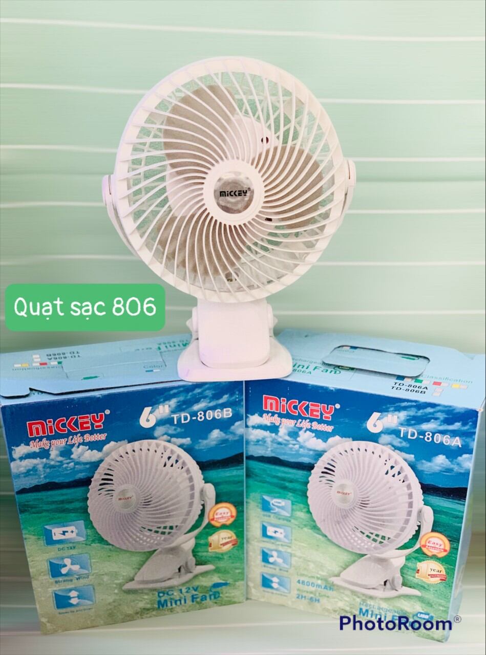 Quạt kẹp tích điện Mickey 806