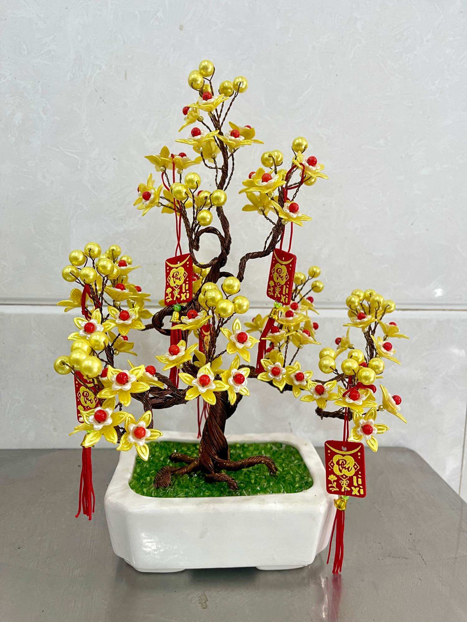 Chậu hoa pha lê cắm sẵn cao 30-35cm