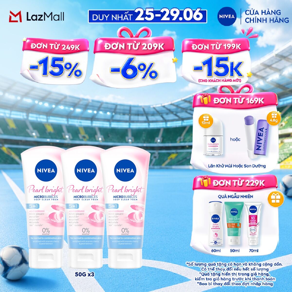 Bộ 3 Sữa Rửa Mặt NIVEA Pearl White Giúp Trắng Da Ngọc Trai (50 g) - 86704x3
