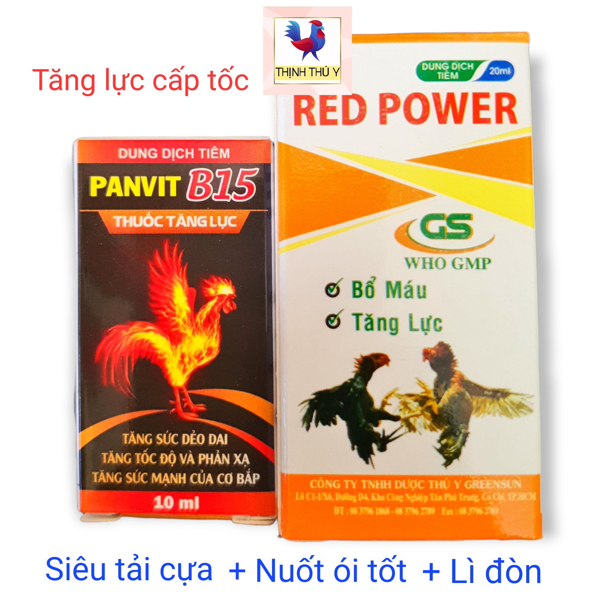 Combo B12 B15 ATP (Red Power + Panvit B15) - Tăng lực bổ máu cấp tốc tăng tốc độ phản xạ lì đòn cho gà đá (Tặng ống tiêm)