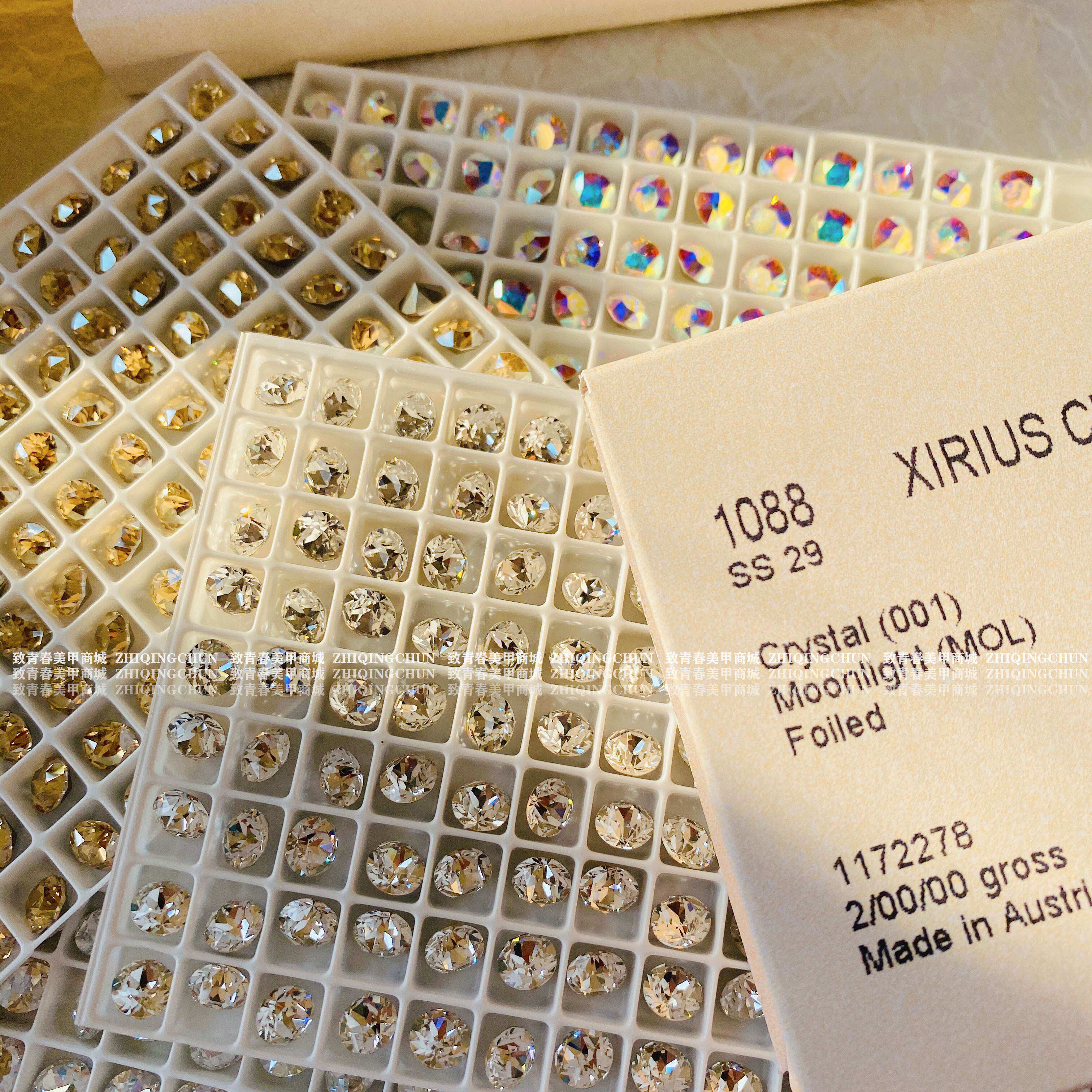 Hàng Chính Hãng Swarovski Nhập Khẩu Siêu Lấp Lánh Quả Cầu Đá Móng Tay Làm Móng Tay Hình Tròn Đế Nhọn Màu Trắng 1088 Với Đống Trang Sức Kim Cương