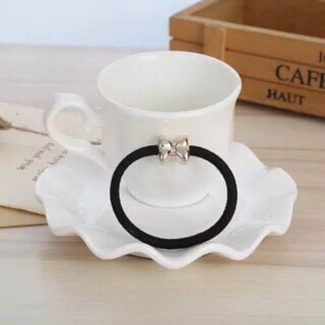 Dây cột tóc đen đính hạt style Hàn