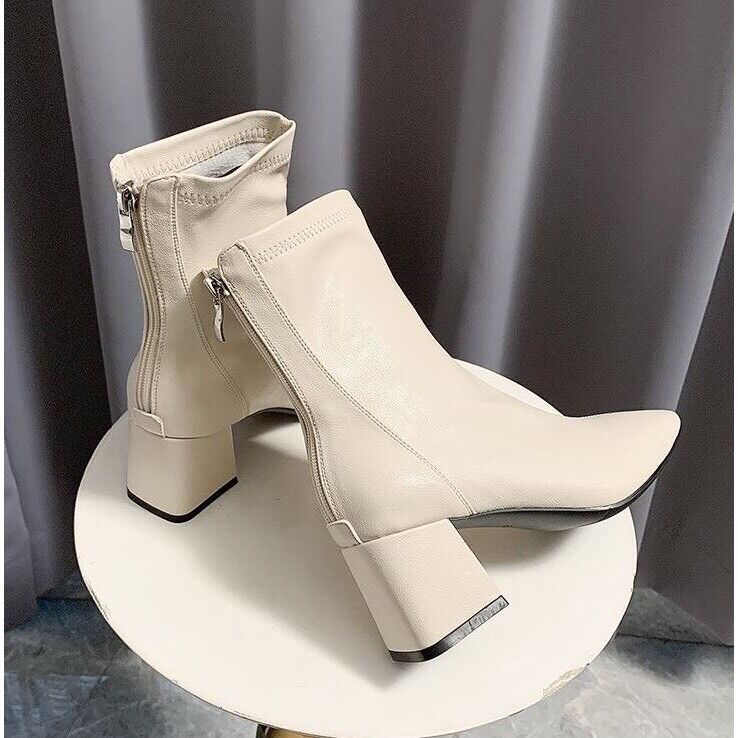 Boot nữ thấp cổ đế 5 phân da lì