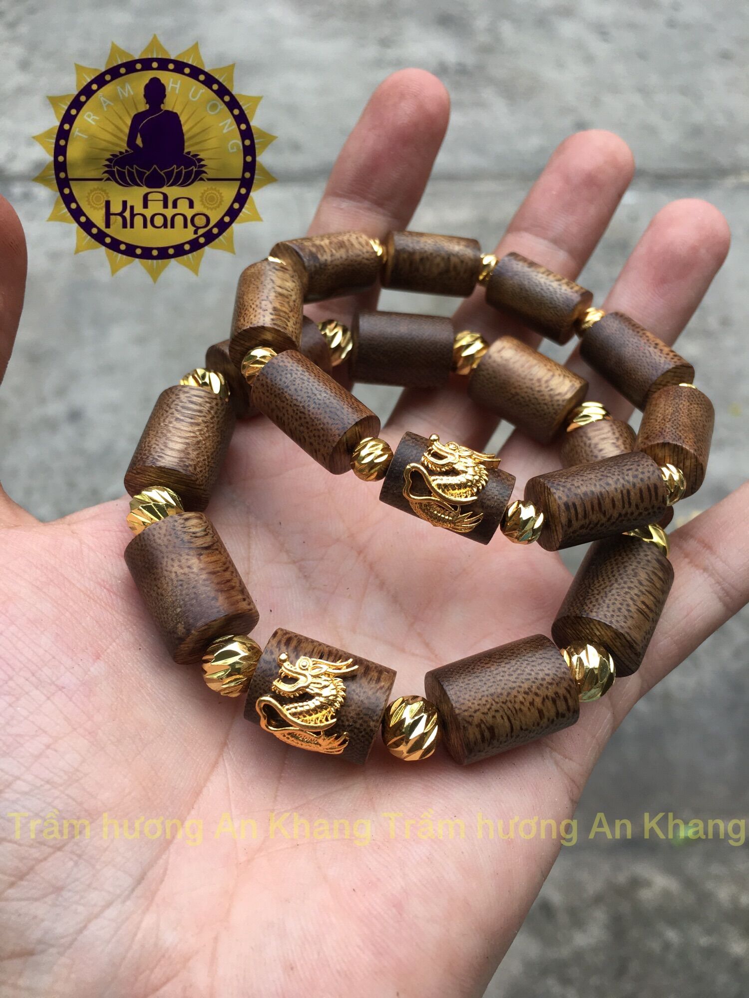 Vòng tay trầm tốc mix rồng