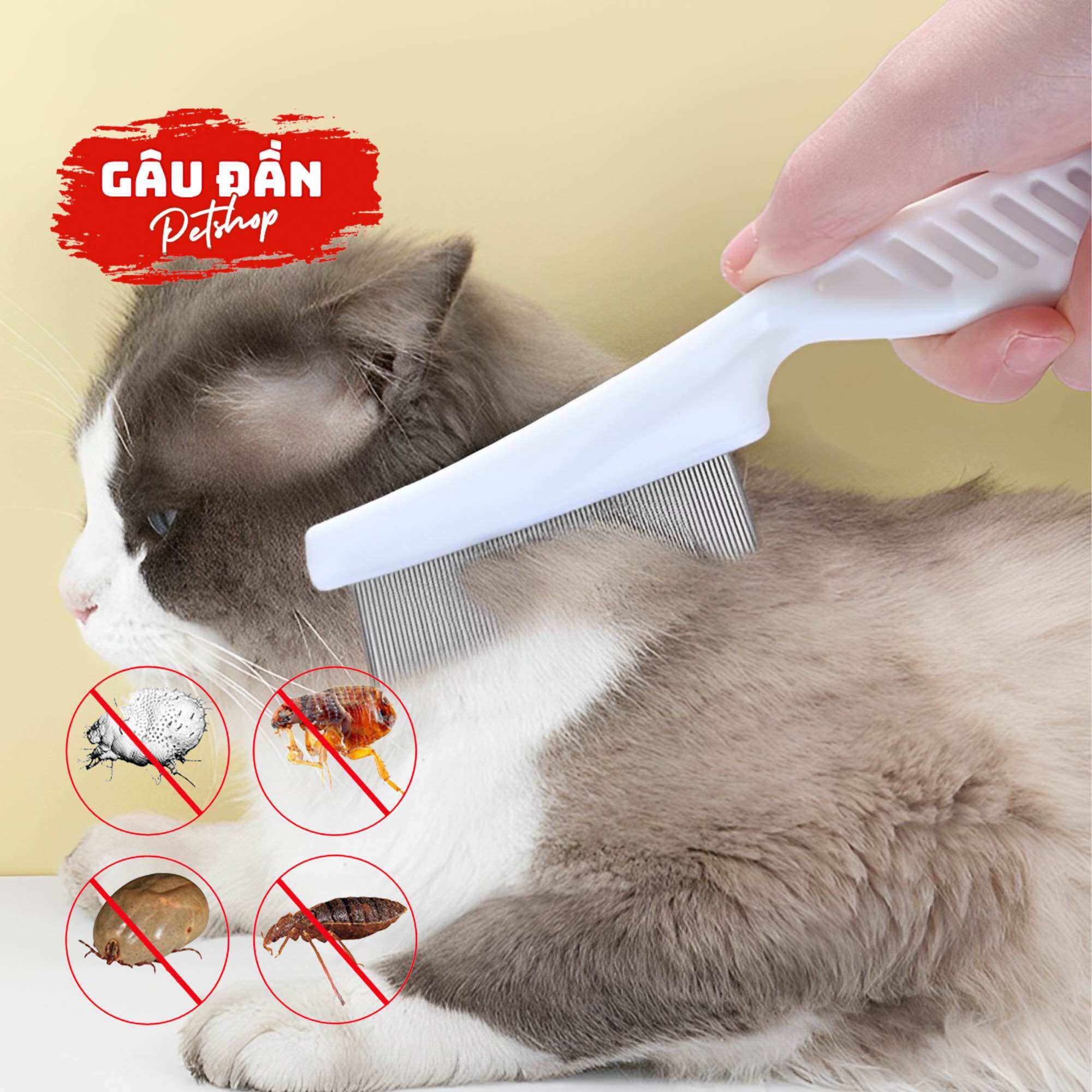 Lược Chải Ve Rận Cho Chó Mèo - Lược Chải Lông Giúp Loại Bỏ Ve Rận