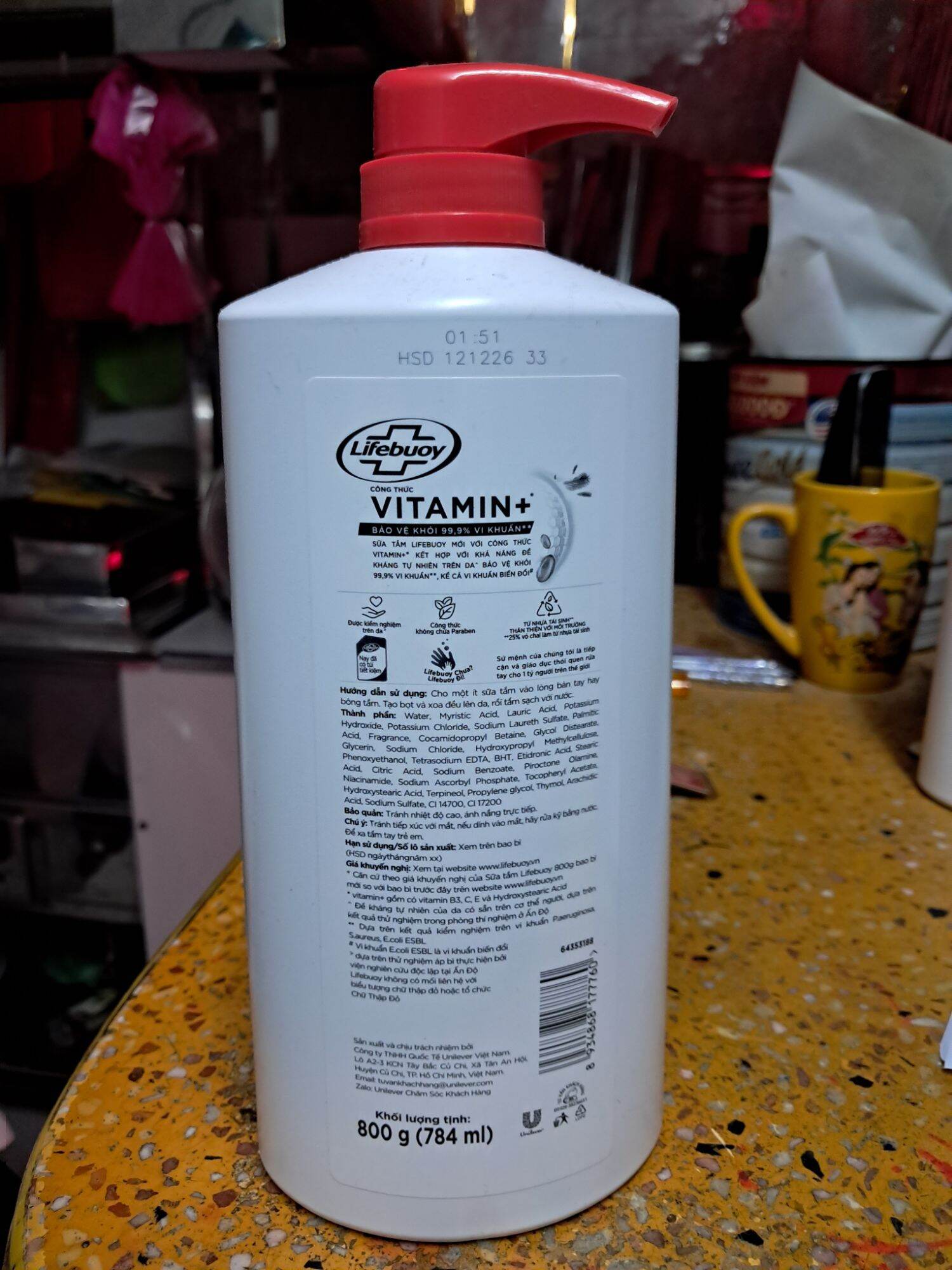 Sữa tắm Lifebuoy vòi chai 800g ( 784ml )
