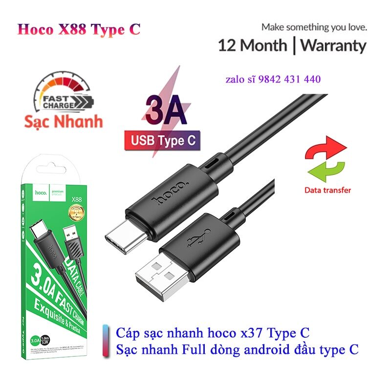 ( Type C) Cáp sạc nhanh 3.0A hoco x88