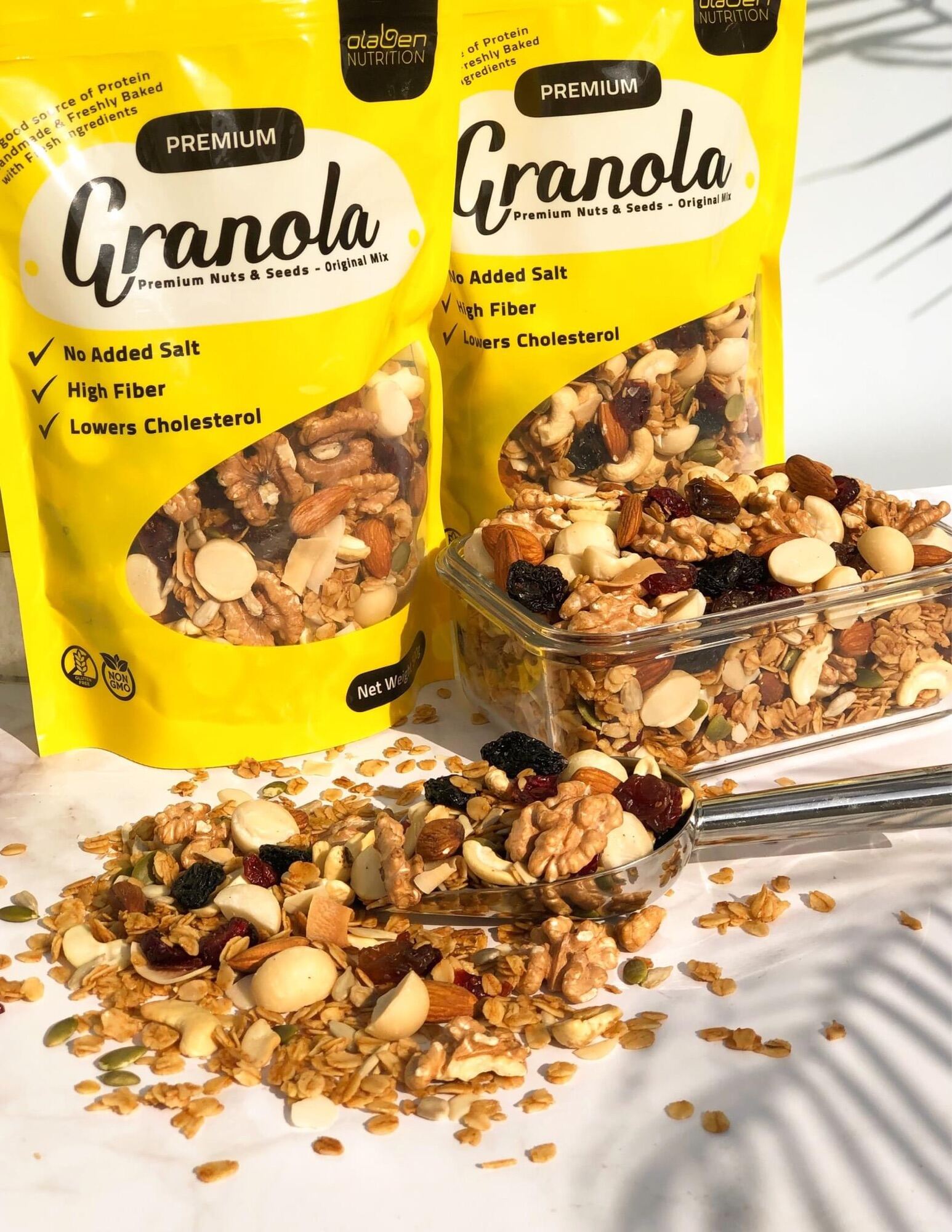 Olaben Nutrition 1 túi Hạt Granola 500g tặng 1 bộ bát gáo dừa - Ngũ cốc giảm cân nướng mật ong Vanila