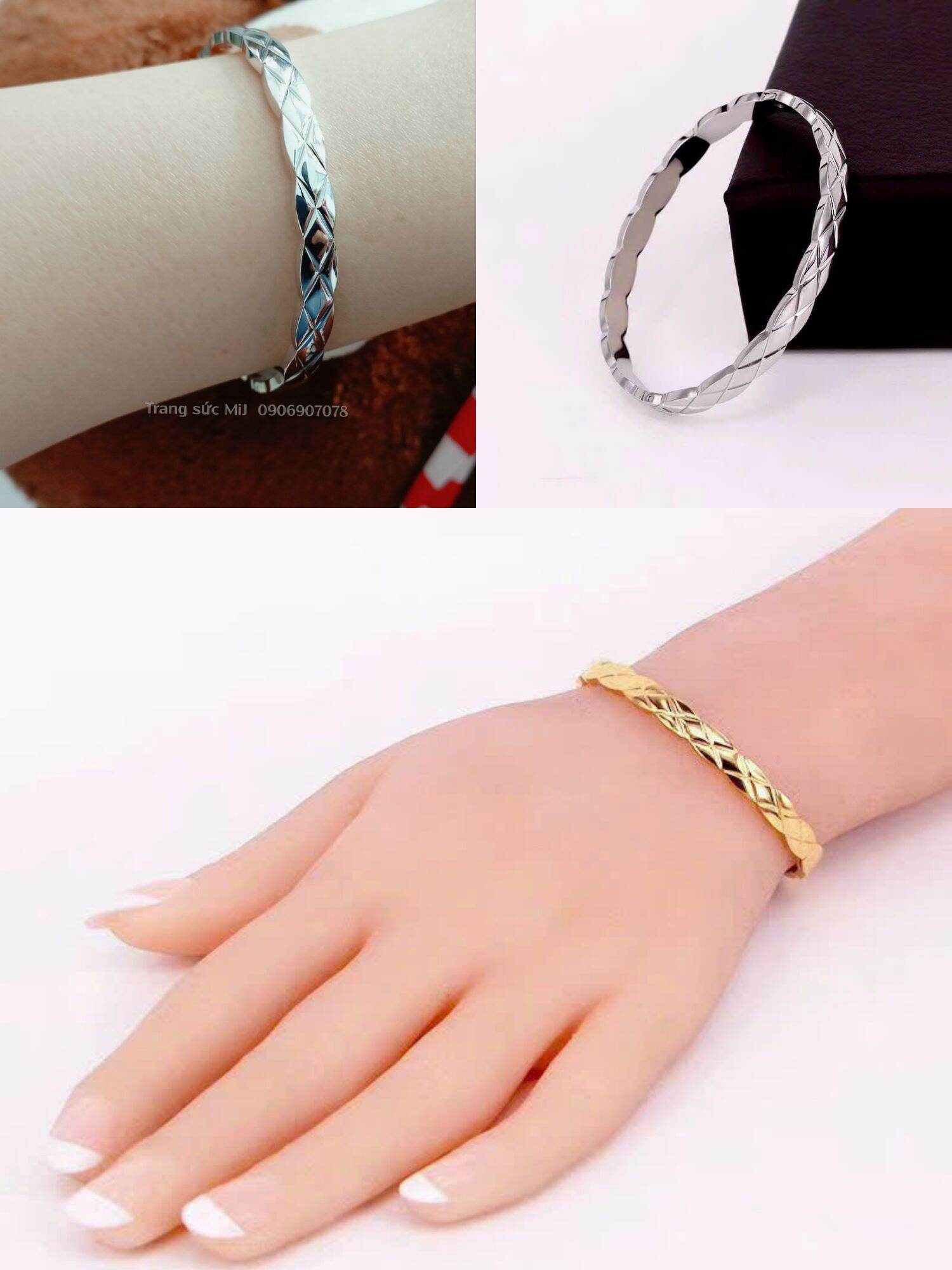 VÒNG TAY NỮ TITAN KIỂU CHẠM KHẮC ĐƠN GIẢN, CÁ TÍNH KHÔNG ĐEN KHÔNG GỈ SÉT [Trang sức MiJ]