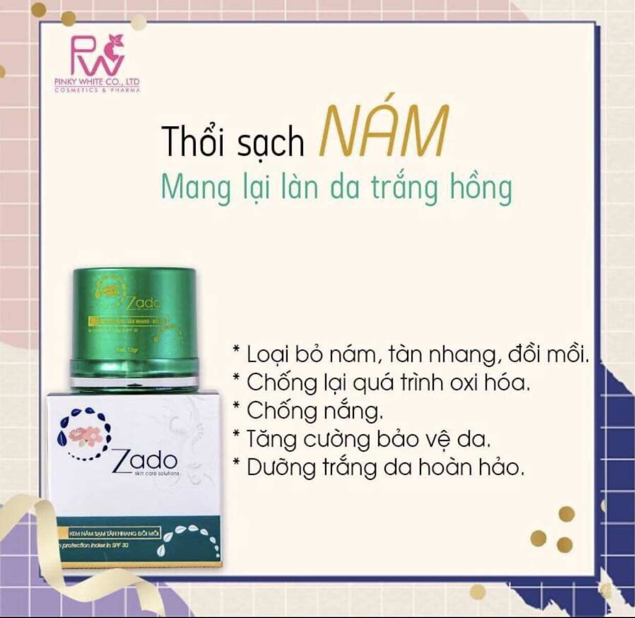 Kem Zado Nám Sạm Tàn Nhang Đồi Mồi ,12gram