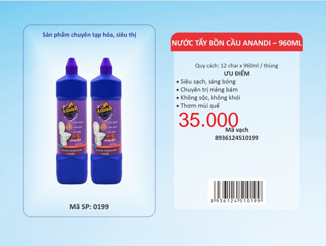 Nước tẩy bồn cầu Anandi hương quế