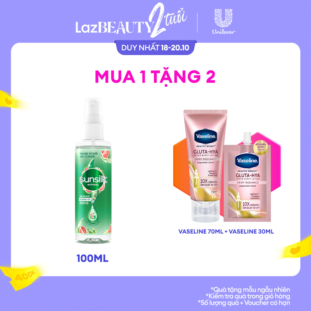 Xịt dưỡng tóc tinh dầu bưởi Sunsilk Natural giúp tóc chắc khỏe và giảm gãy rụng 100ml