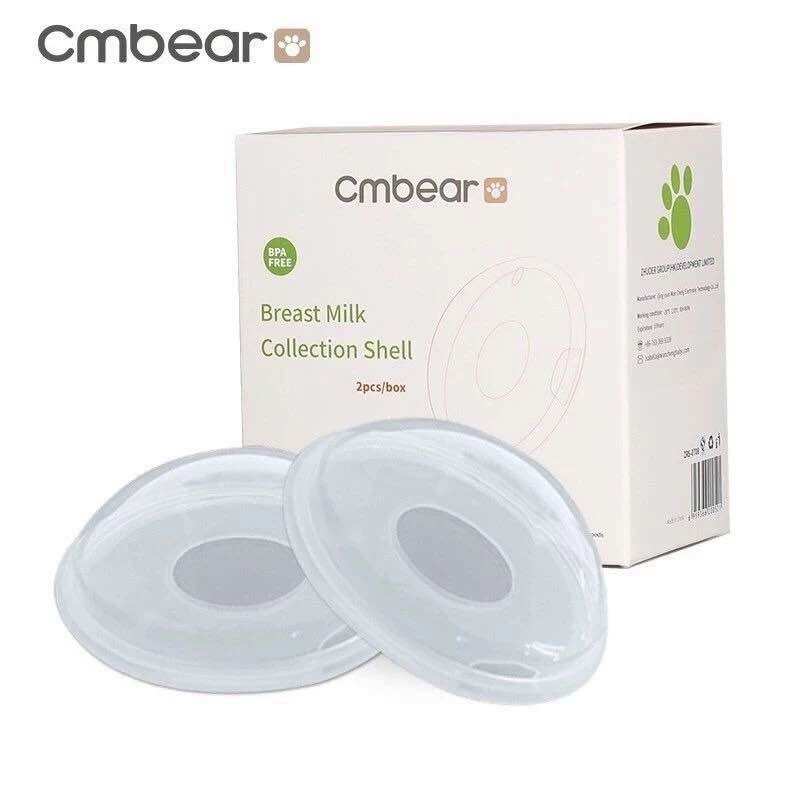  Phễu hứng sữa chống tràn CMbear chất liệu silicon cao cấp hộp 2 cái an toàn có nút đổ tiện lợi 