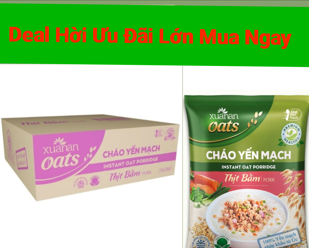 Thùng 30 Gói Cháo Yến Mạch Thịt Bầm Xuân An