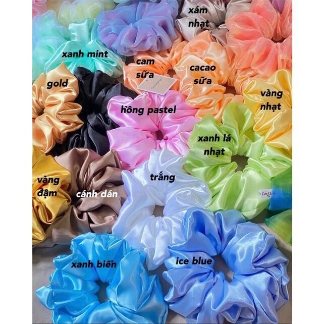 Buộc Tóc Scrunchies Lụa Mịn Bigsize Siêu To {Bảng Màu Lụa Bigsize}