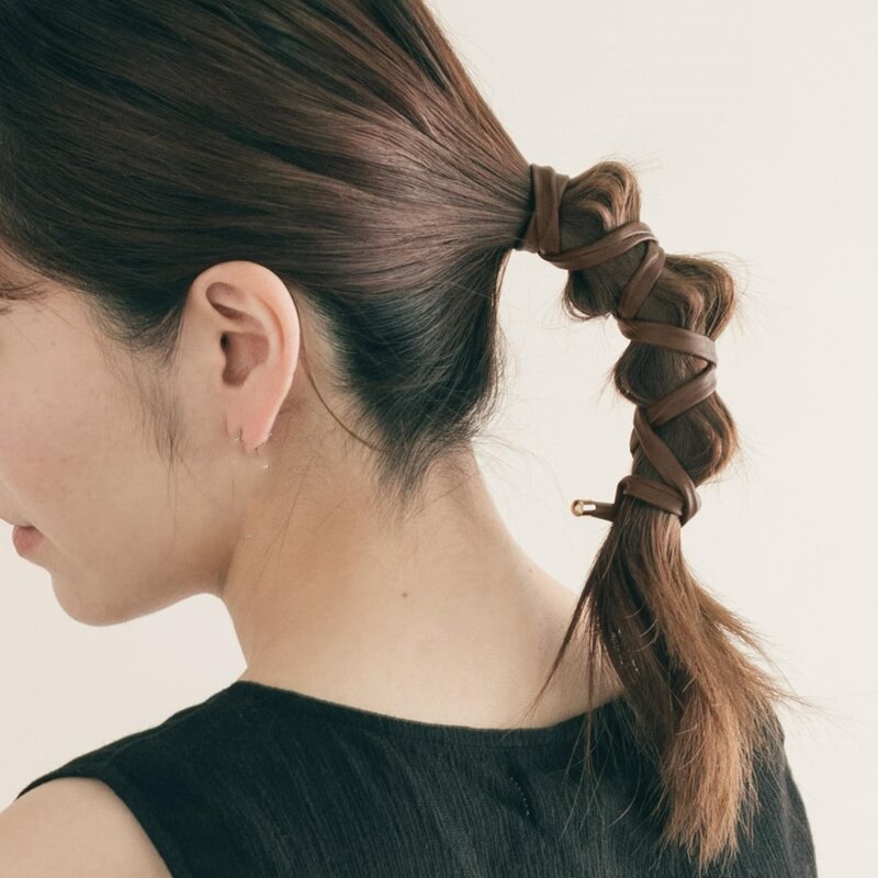 Dây buộc tóc sợi nhung tơ chất da pu phong cách nhật bản đặt làm dây buộc tóc sợi nhung dây tạo hình cổ điển dễ phối đơn giản