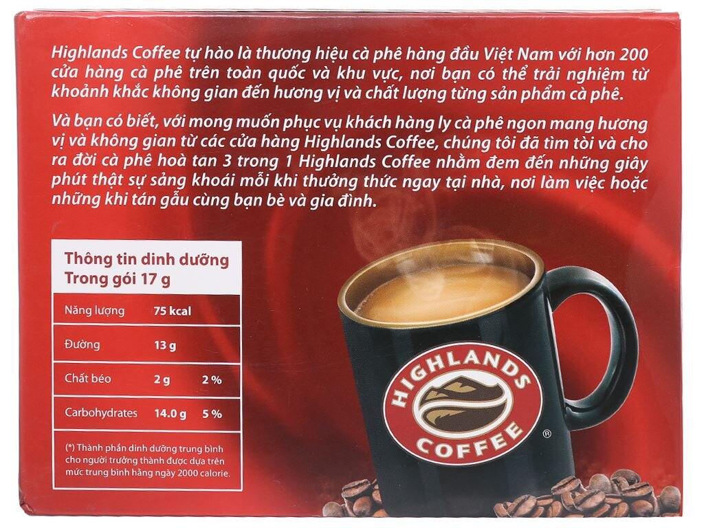 Cà phê sữa hòa tan HIGHLANDS COFFEE hộp 10 gói (10 gói x 17g)