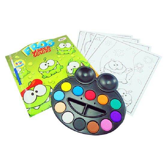 Màu khô hình con ếch WinQ 12 màu có khay pha màu tiện lợi (W-07)