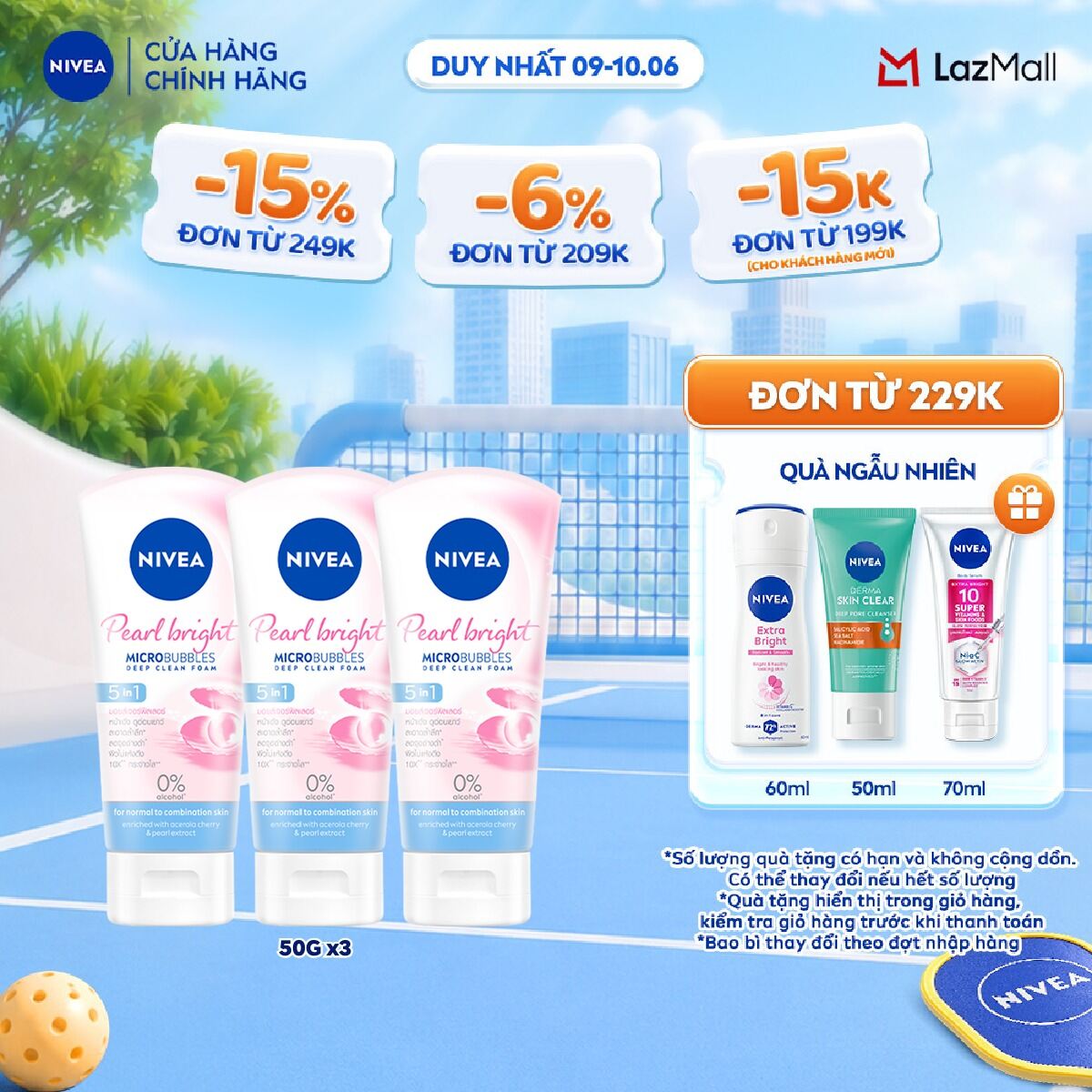 Bộ 3 Sữa Rửa Mặt NIVEA Pearl White Giúp Trắng Da Ngọc Trai (50 g) - 86704x3