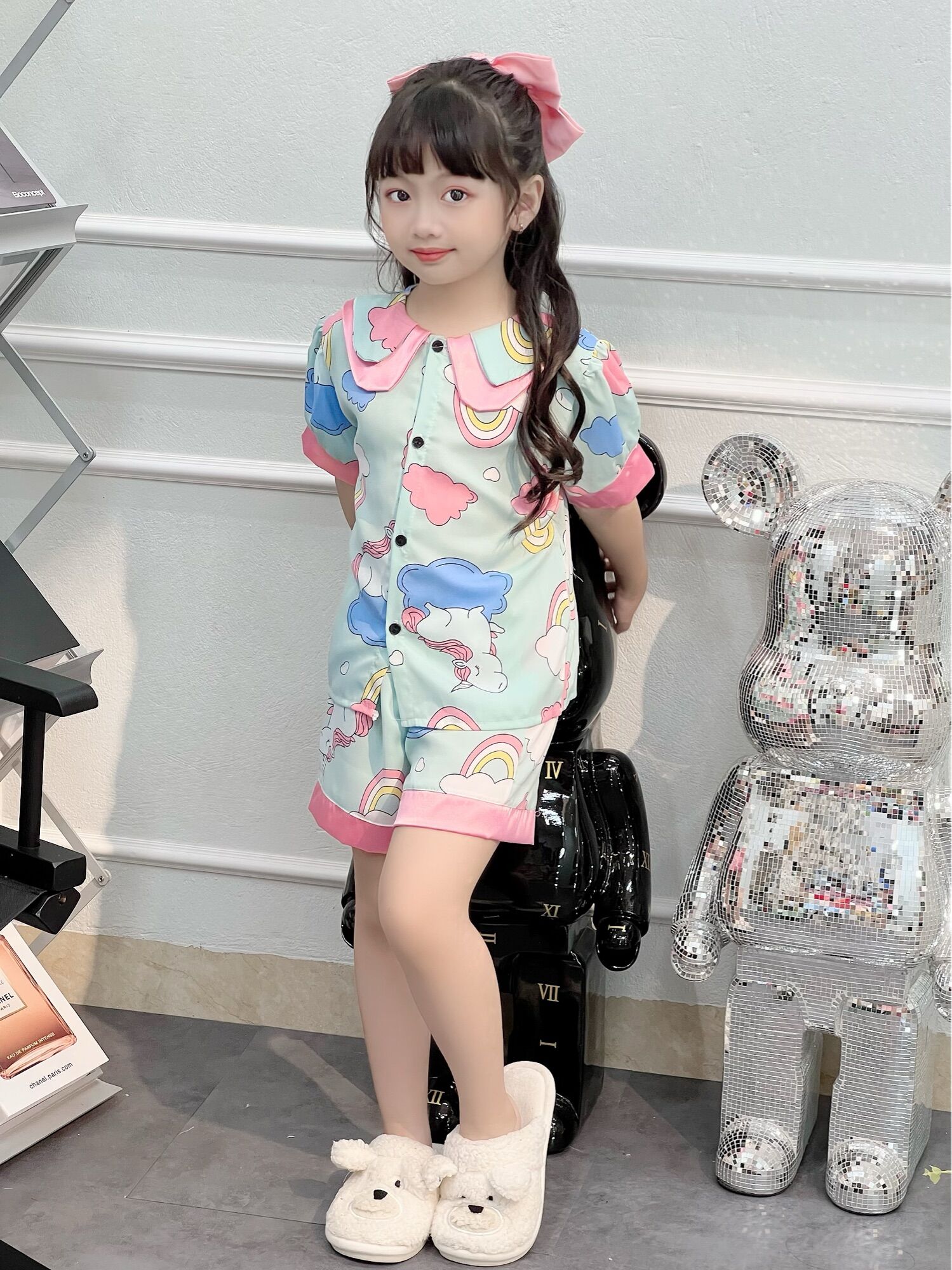 Bộ ngủ pijama cho bé chất lụa mango Size từ 15-36kg