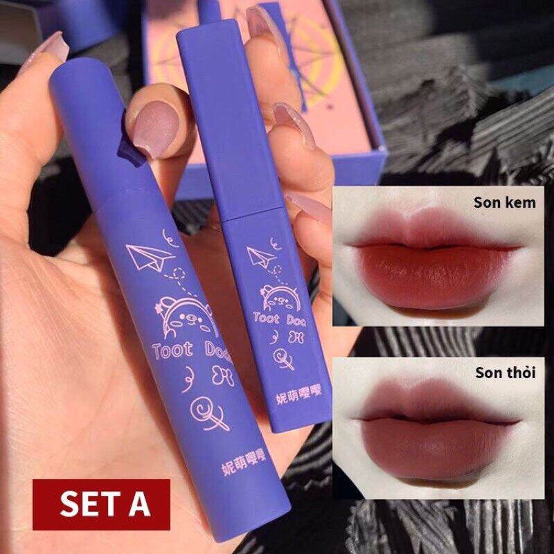 Set 2 cây son thỏi và kem lì Toot Dodo