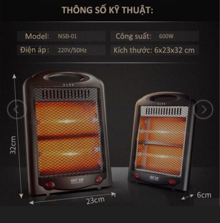 Máy Sưởi Halogen 2 Bóng 2 Chế Độ Sưởi Hồng Ngoại /CT.Hàng Quảng Châu.