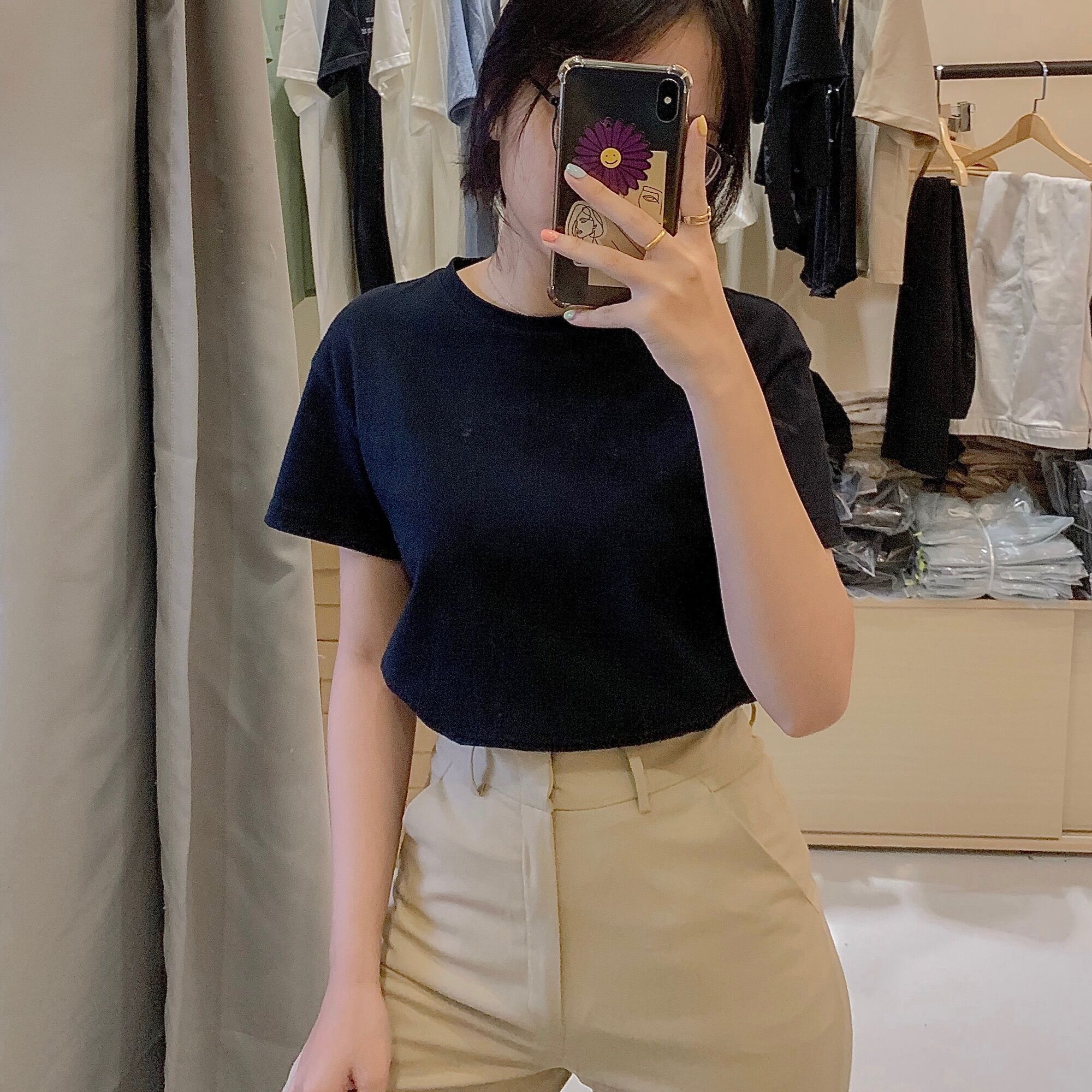 And Above - Áo thun cổ tròn nữ - Basic Tshirt -Màu Trắng/Đen